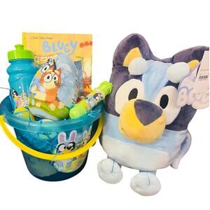 Bluey 16 inch large plush Easter Basket bundle , Bluey book, Dippin n pop,